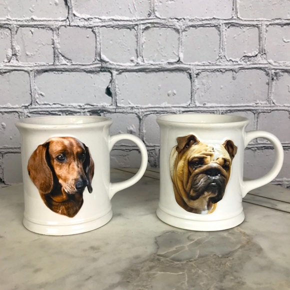 Xpres Best Friend Original Dachshund & Bulldog 1999 Vintage 2 Set Of Coffee Mugs - Picture 1 of 14